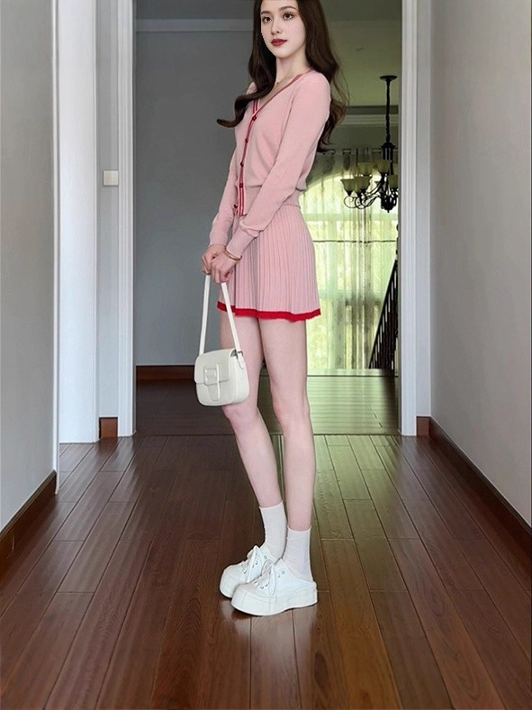 小香风时尚针织套装女2025秋冬新款小个子减龄开衫半身短裙两件套|undefined