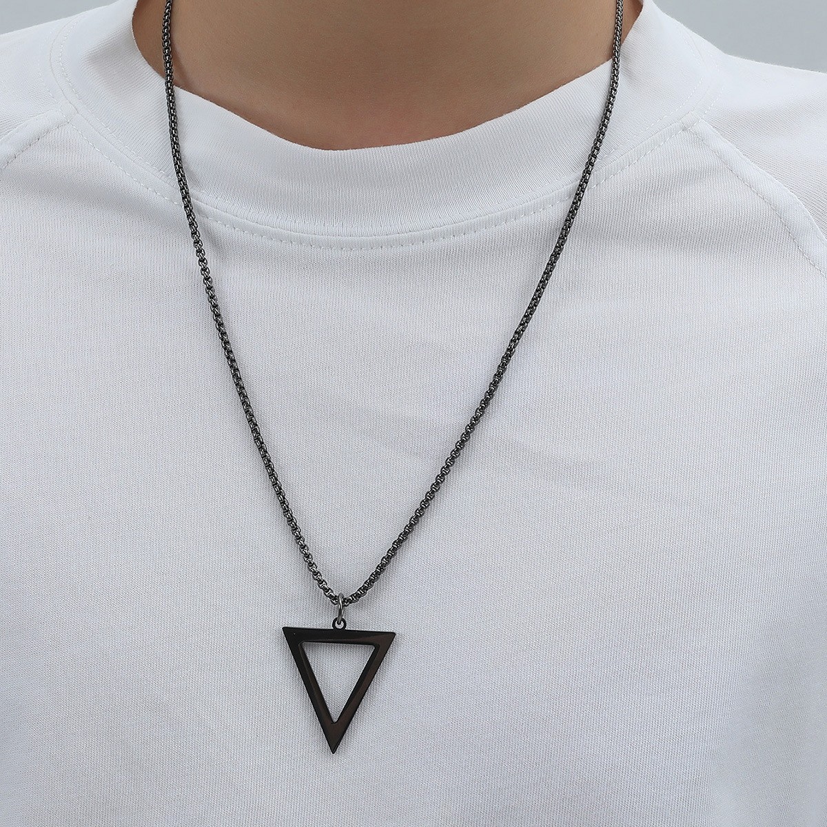 Triangle Pattern Hip-hop Triangle Titanium Steel Plating Men's Pendant Necklace