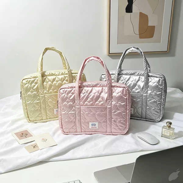 Cross-Border New Style Pu Quilted Laptop Bag, Large Capacity, Ins-Style Heart-Shaped Inner Bag, iPad Tablet Protective Case