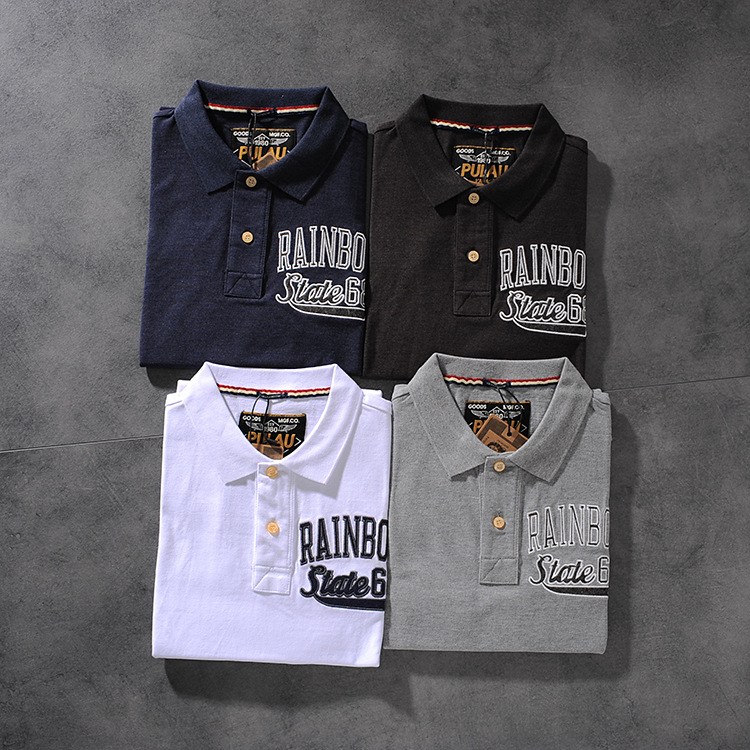 Spring and summer new American simple letter embroidery men's turn collar short-sleeve POLO shirt youth half-sleeve PK506 2