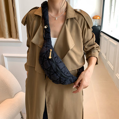 Niche cloud bag for women 2023 new fashion bubble down jacket pleated bag trendy chest bag Korean style cross-body waist bag