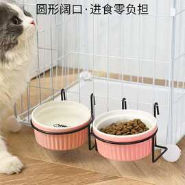 猫碗防打翻猫食盆悬挂式喝水碗陶瓷固定狗盆挂笼宠物碗幼犬幼猫