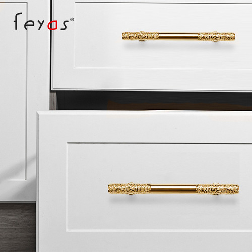 Nordic cabinet door bright gold Xiangyun gold hoop handle cabinet wardrobe wine cabinet shoe cabinet drawer small handle light luxury