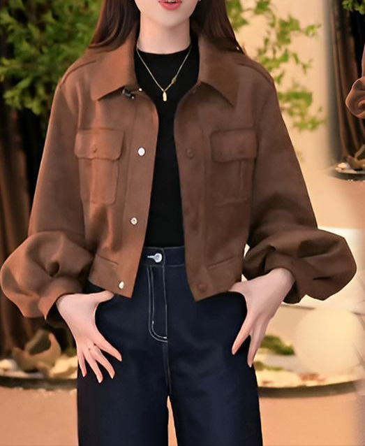 洋气新款流行春秋新款翻领短外套女新品宽松休闲显瘦百搭夹克上衣|undefined