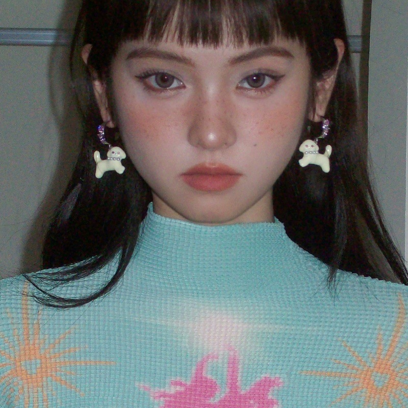 1 Pair Irregular Dog Cartoon Style Resin Copper Rhinestones Plating Ear Hook display picture 2