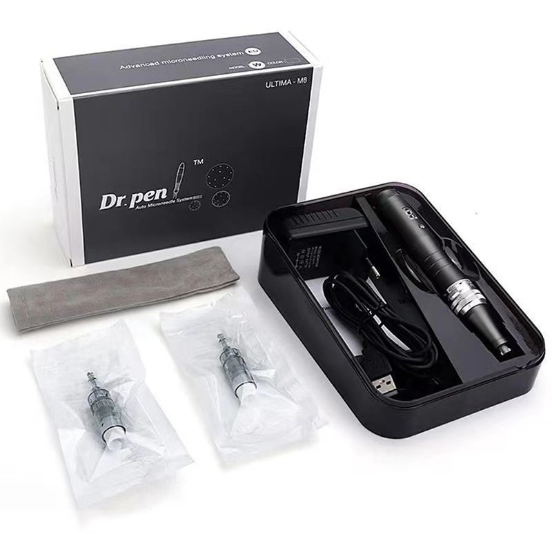 Transfronterizo M8 micro aguja cargada pequeña introducción de pluma negra nano belleza mesoderma agua guía superficial instrumento de lanzadera pluma microcristalina