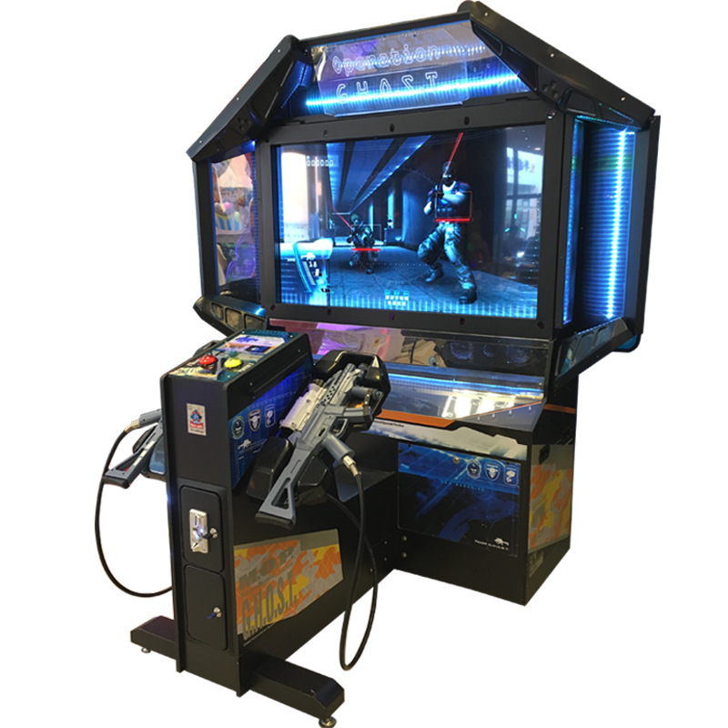 Juegos de pantalla gigante de entretenimiento comercial láser simulador de juegos de disparos de doble jugador fuente de equipos de entretenimiento fabricante de escaneo de código