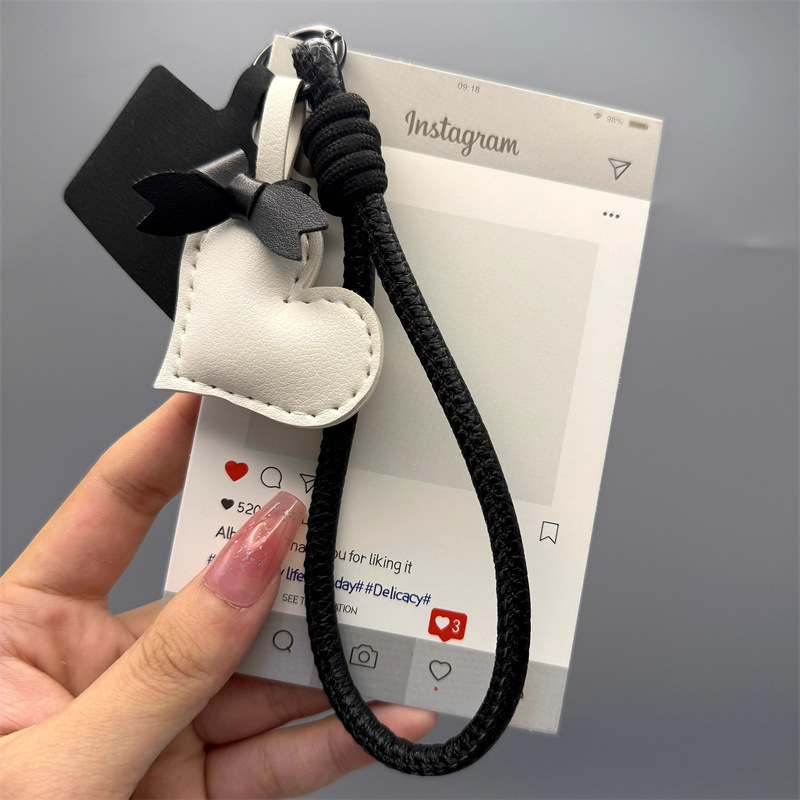ドーパミンコントラストカラー携帯電話ストラップショートラブリボンペンダント織革ハンドロープバッグキーホルダー紛失防止|undefined