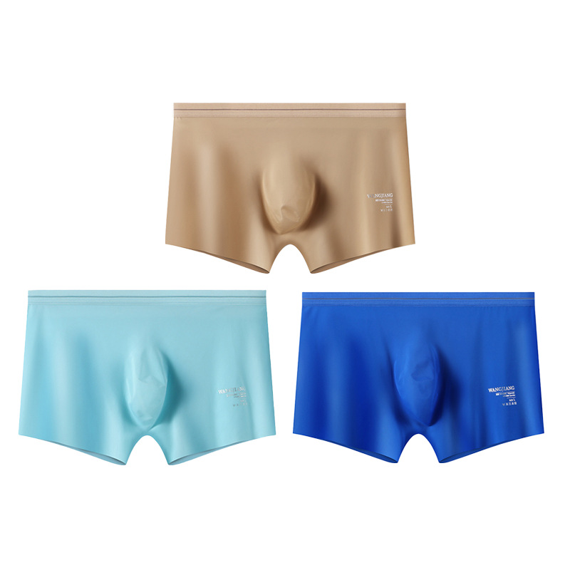 Nueva ropa interior de seda de hielo para hombres desnudos cintura baja ropa interior de secado rápido para hombres bolsa convexa de U ropa interior transpirable para hombres al por mayor