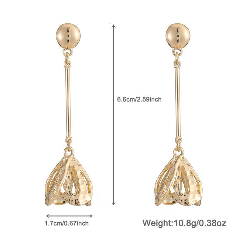 Collana e orecchini con fiori in metallo classici da donna, moda europea e americana, fiori in metallo geometrici impilati_voghion.com