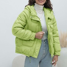 独立站外贸女装时尚加厚棉袄亮色羽绒棉服立领棉衣外套女一件代发
