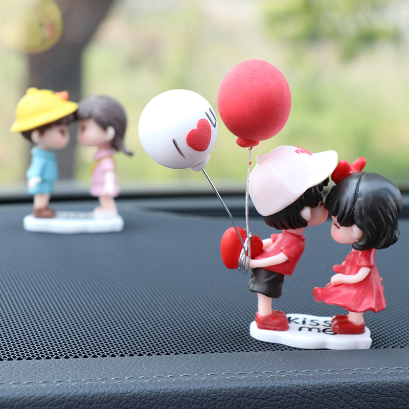 Cute Cartoon Personality Colorful Balloon Couple Car Ornaments Women's Light Luxury Car Interior Decoration