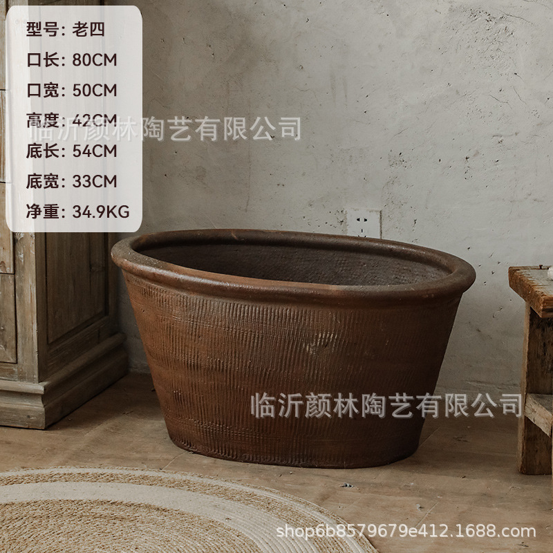 Cerámica de boca elíptica gran boca cerámica gruesa boca en forma especial árboles de maceta de flores paisajismo gran maceta de árboles residenciales