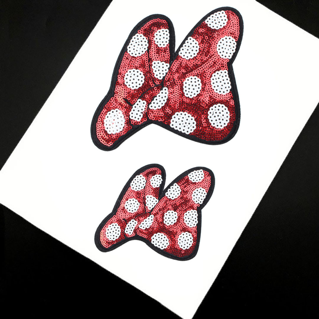 时尚亮片蝴蝶结布贴衣服外套羽绒服装饰补丁补洞卡通动漫熨烫贴标