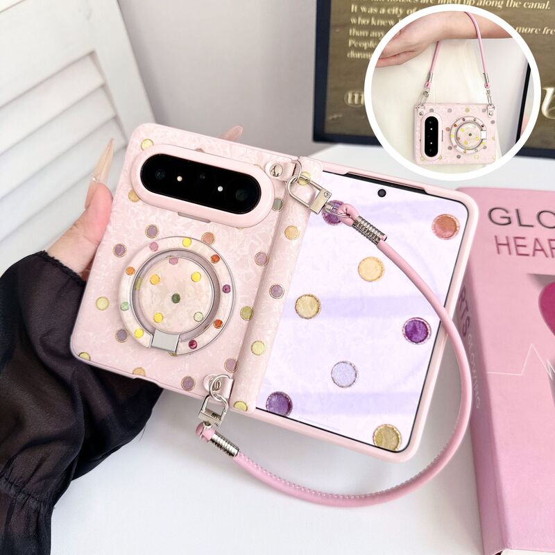 Suitable for Huawei Pura X Max Phone Case, High-End Plain Leather Case with Hand Strap, Magnetic Stand, Anti-Drop, X Max with Film