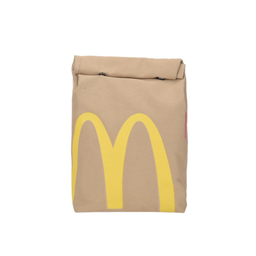 McDonald's School Bag Paper Bag Printed Lunch Box Bucket Bag Personalized Student School Bag Casual Bundle Pocket Shoulder Bag