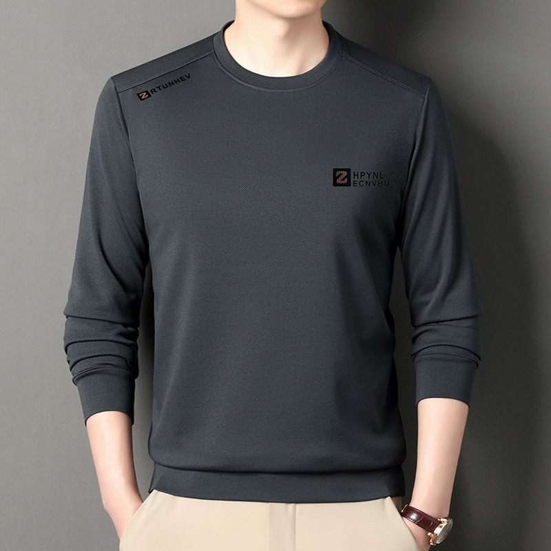 2024 frühling und Herbst Neue Lange Ärmeln T-shirt männer Rundhals Unten Mode Marke Vielseitig Top_voghion.com