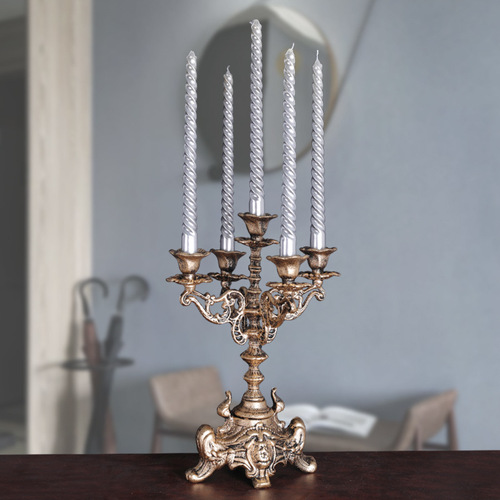 European style three-headed five-headed candlestick cast iron carved candlestick iron candlestick wax holder candlestick home wedding decoration