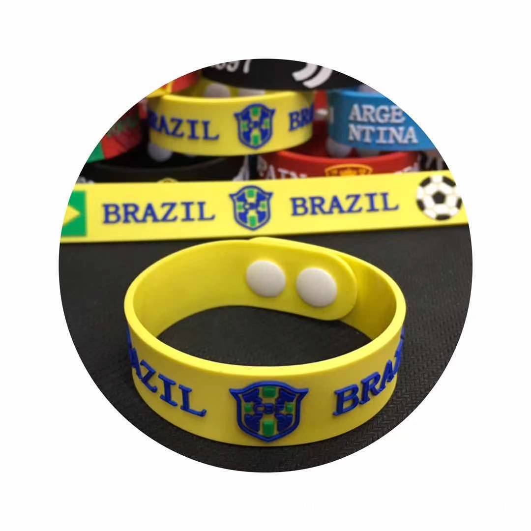 Pulseras de PVC con el Emblema de la Copa Mundial de Francia, España, Portugal, Bélgica y Países Bajos, Pulseras de Goma Suave para Aficionados