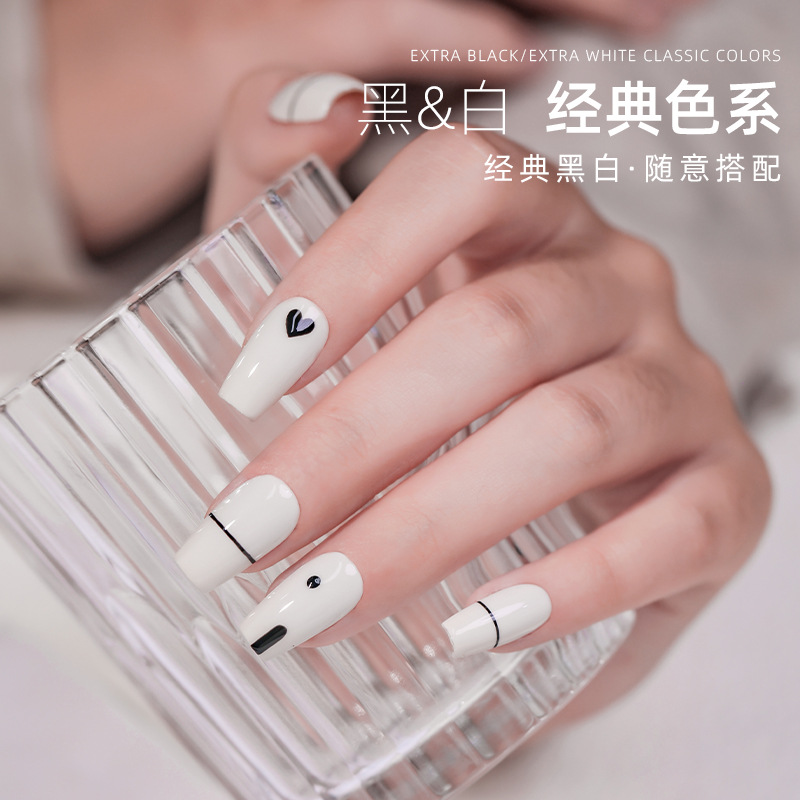 2023 nueva serie clásica esmalte de uñas pegamento blanco y negro rojo transparente traje negro salón de uñas pegamento especial al por mayor