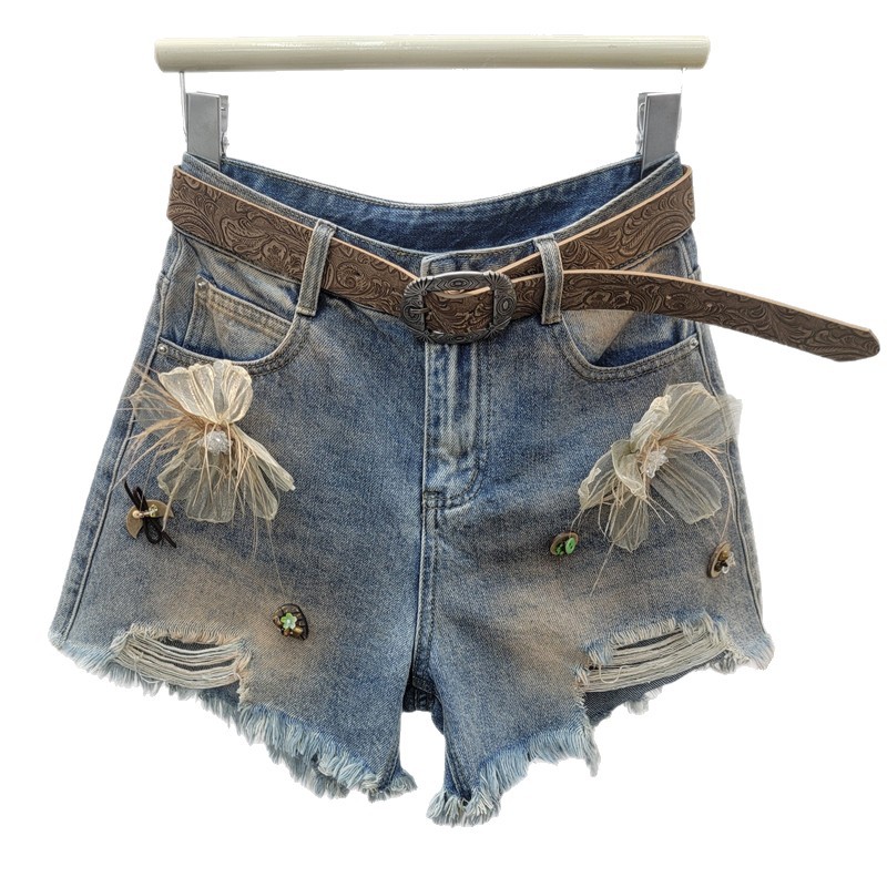 Pantalones Cortos de Mezclilla de Pierna Ancha para Mujer de Talle Bajo image 5