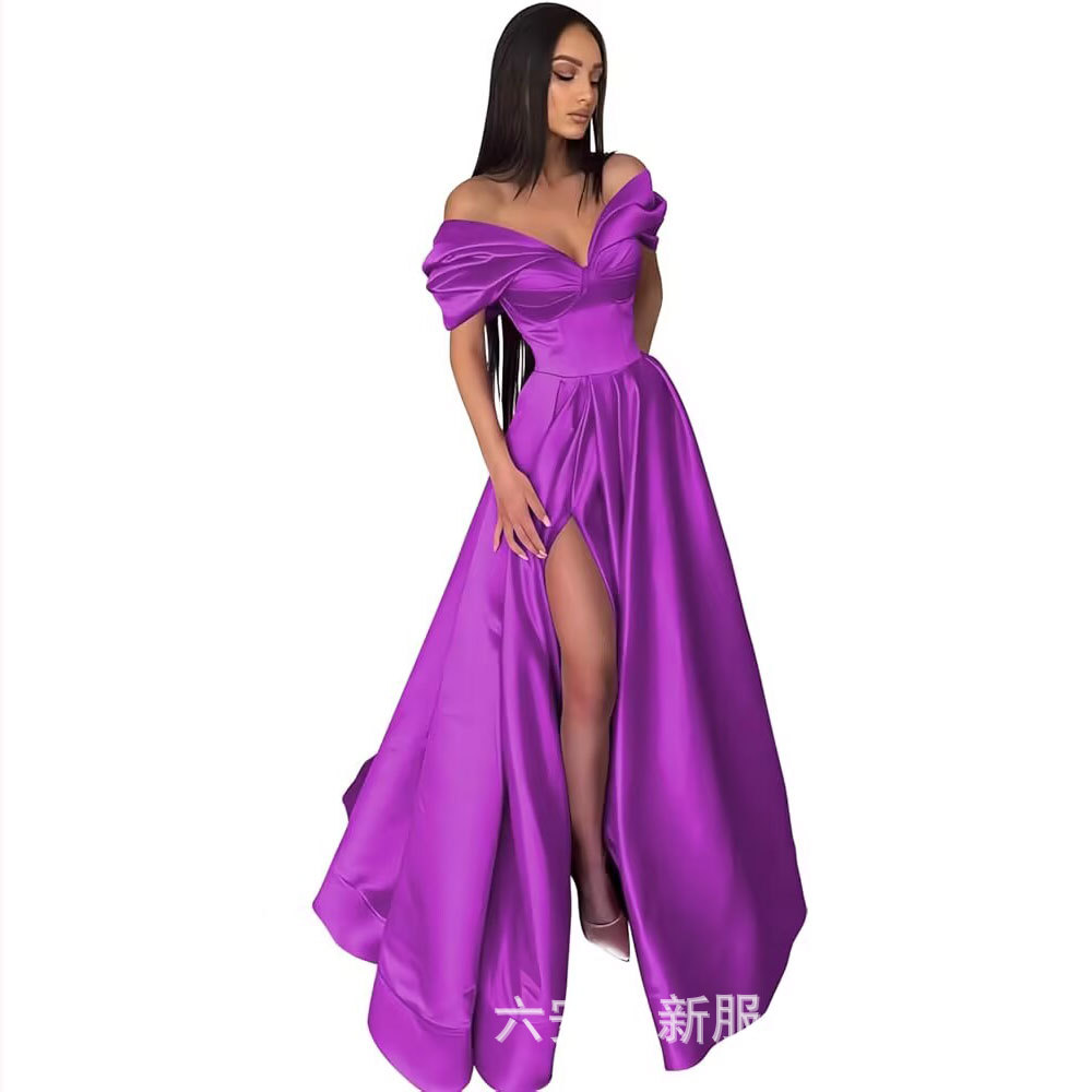 Amazon mujer hombros abiertos corazón vestido de baile largo vestido formal de noche con un vestido abierto