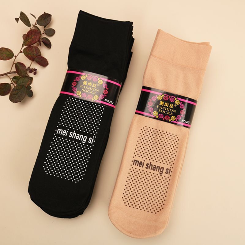 Dot Letter Non-Slip Stockings Silicone Massage Sole Thickened Stockings Breathable Casual Mid-Calf Socks Spring & Fall Style