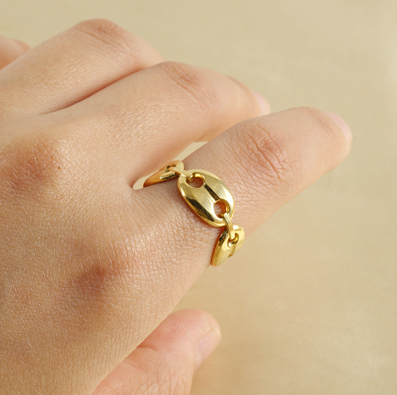 18K Gold Plated Plating Material Open Ring Classification Adjustable Ring Size Wholesale Jewelry Fashion Geometric 304 Stainless Steel 18K Gold Plated Plating Stainless Steel Rings