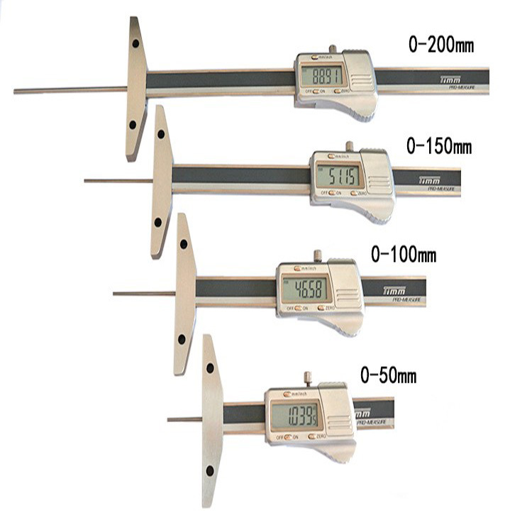细杆数显深度尺测孔高度卡尺尖头平头0-50 100 150 200 300 500