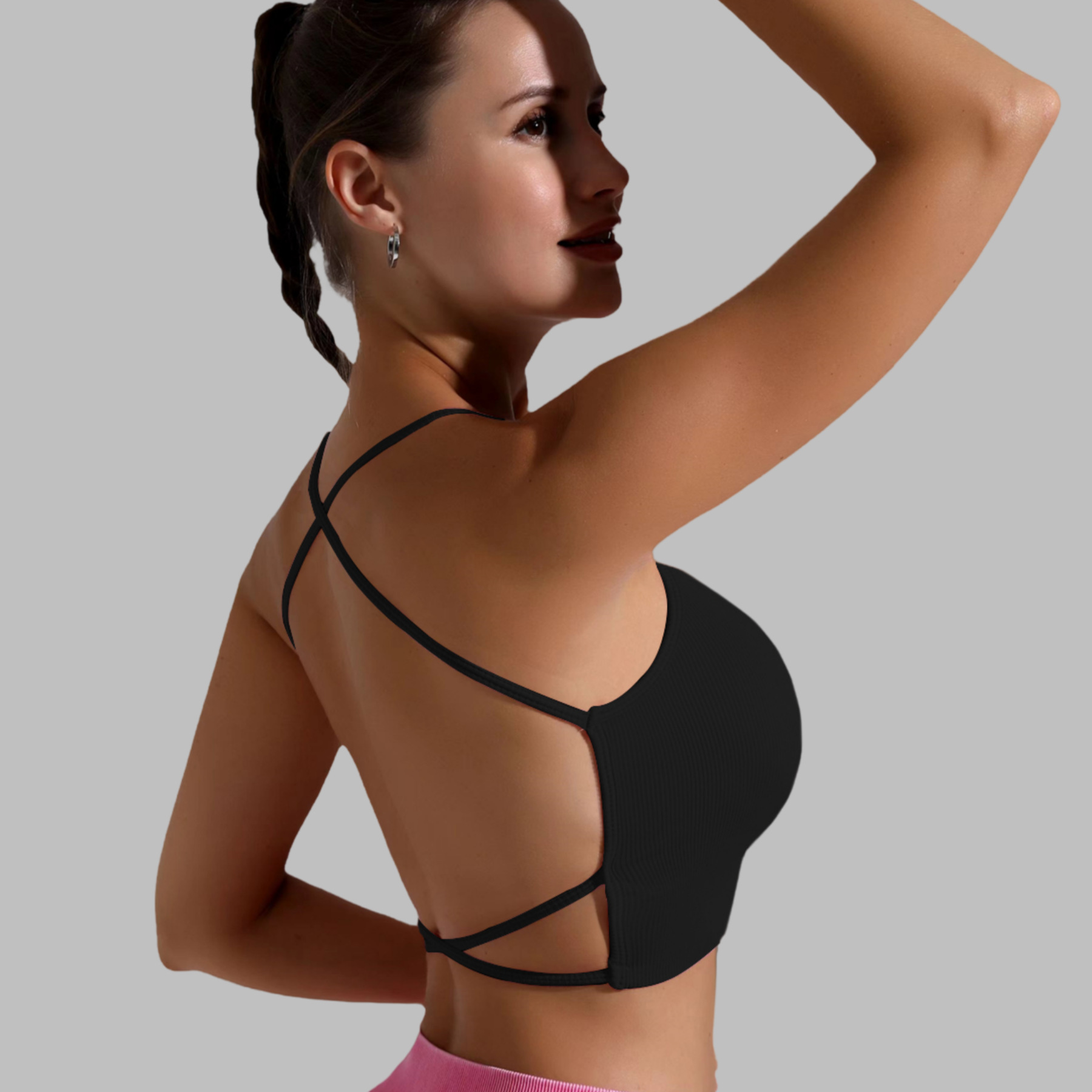 Shock Absorption, Cross Beauty Back, Sub-breasts, Nude Yoga Vest, Breathable Thin Shoulder Straps, Sports Bra Inside_voghion.com