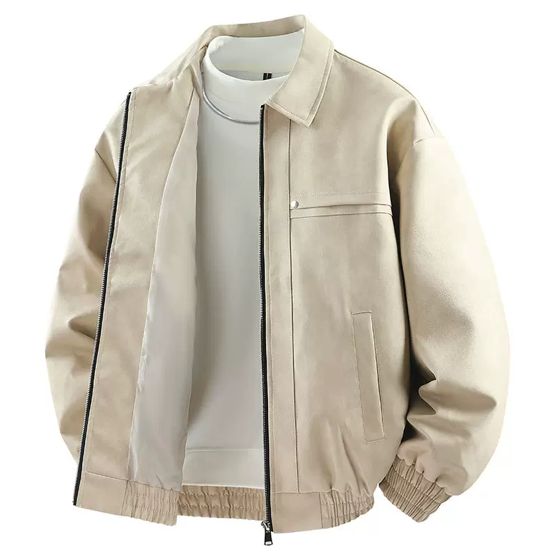皮衣男士春秋季新款翻领皮夹克纯色PU皮衣休闲百搭青少年痞帅外套