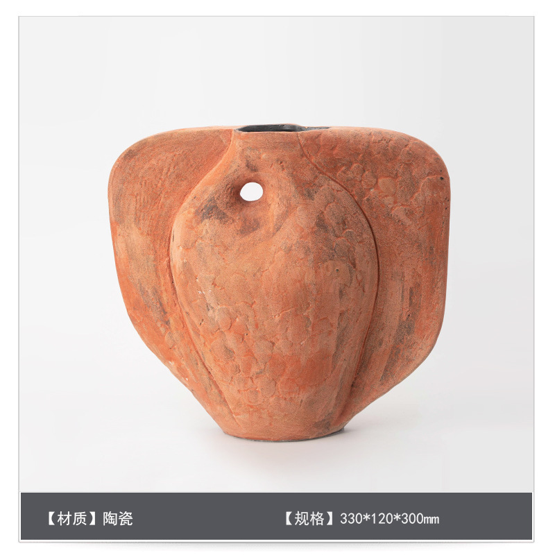 侘寂中古风星点陶瓷花瓶高级感桌面家居软装插花器复古装饰品摆件|undefined