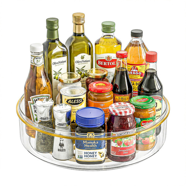 Rotating condiment storage rack large-capacity multi-functional…