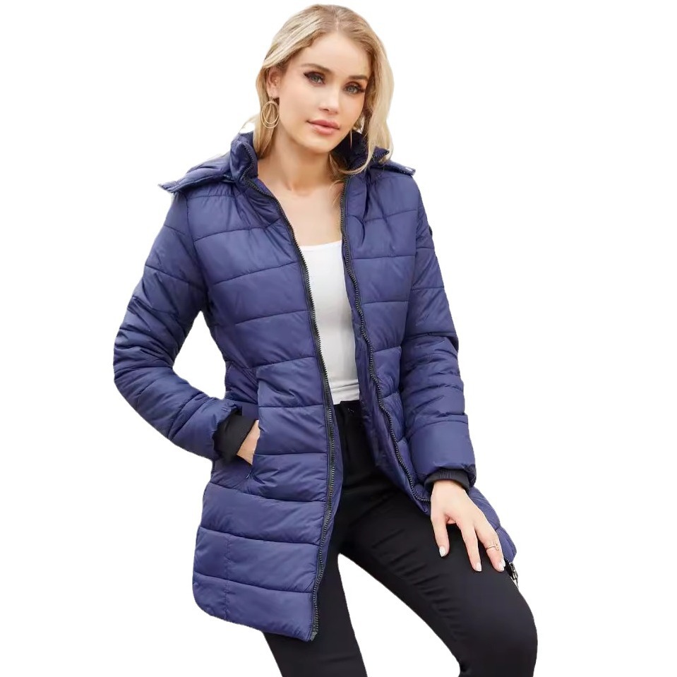 Parka de mujer con capucha desmontable y abrigo de algodón de manga larga repelente al agua_voghion.com