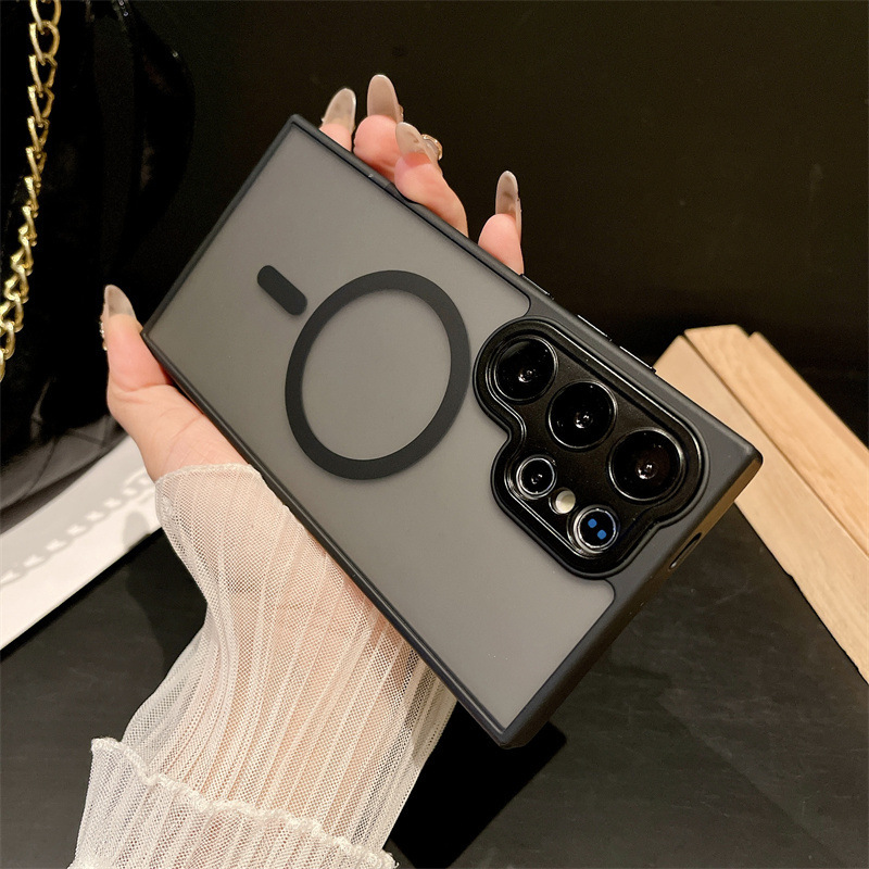 Samsung S25ultra つや消し肌感触磁気電話ケース S24plus オールインクルーシブレンズフィルム保護カバー S23 に適しています。|undefined