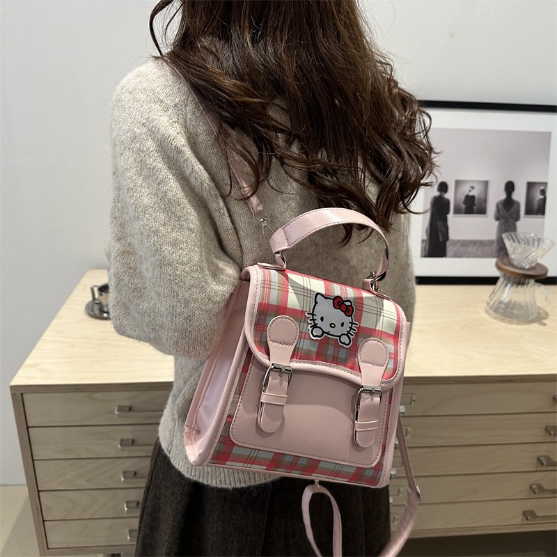 Mochila de niños de estilo casual de nicho de placas 2024 nueva mochila pequeña color contraste simple mochila portátil