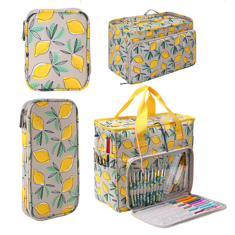 DIY Knitting Needle Storage Bag Portable Circular Needle Storage Pouch Aluminum Crochet Hook Oxford Accessories Storage Travel Storage