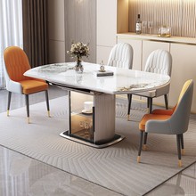 岩板餐桌椅组合现代简约餐桌家用小户型餐厅可伸缩储物餐桌家居