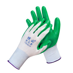 定製勞保丁腈手套尼龍膠手套防滑放油浸膠手套工地搬運作業手套