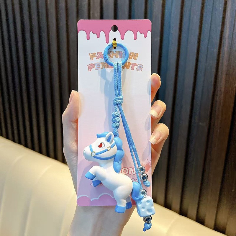 포니 스퀘어 매듭 태슬-블루