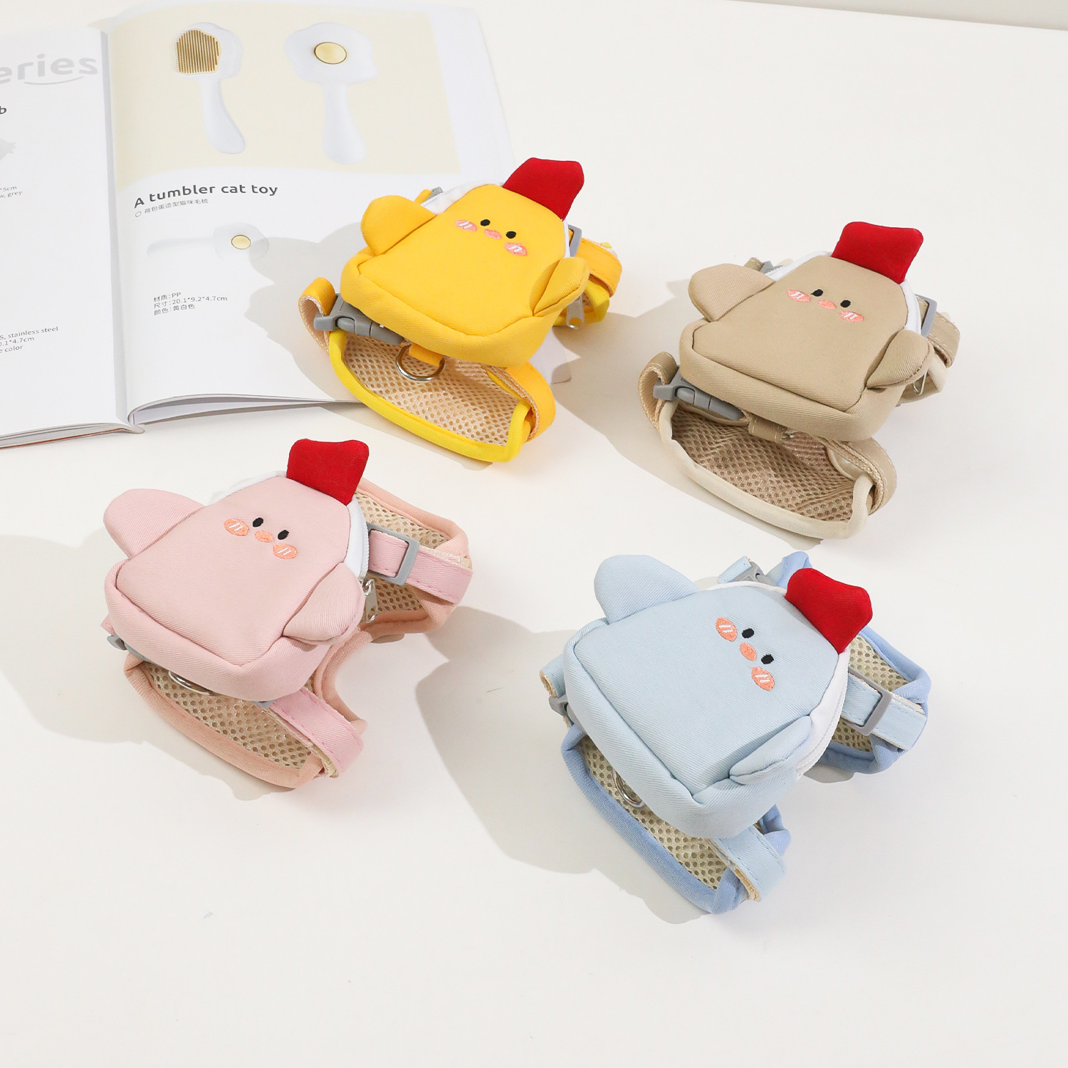 Correa para el pecho Z, cadena para perro, aleación de nailon, espalda para el pecho, bordado de dibujos animados, bolso para el pecho, correa para el pecho, tracción, suministros para mascotas