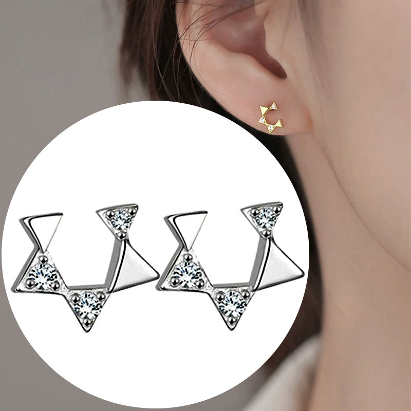 Small design earrings, jewelry, trend of season, 925 sample silver, simple and elegant design