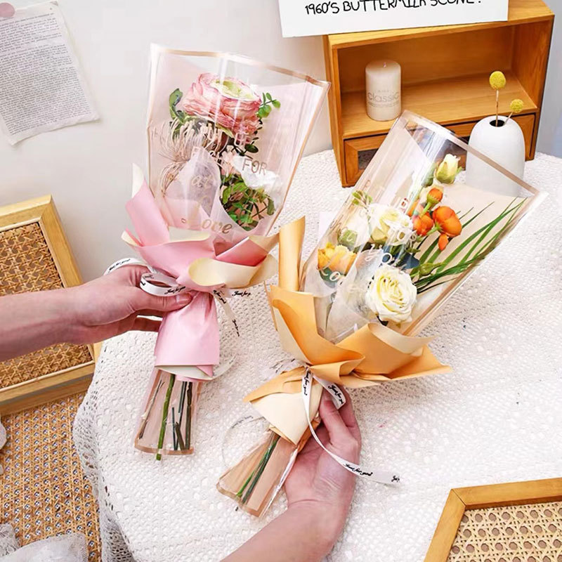 Bolsa para ramo de flores - Para rosas y gypsophila, con borde dorado