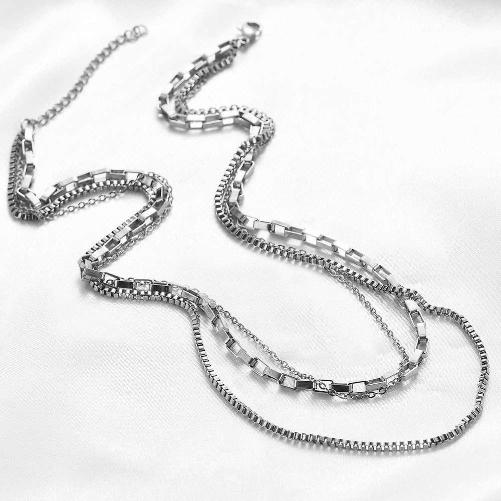 Titanium Steel Chain Material 1 Piece Quantity Daily Occasion Titanium Steel Material Simple Style Solid Color Titanium Steel Plating Gold Plated Layered Necklaces