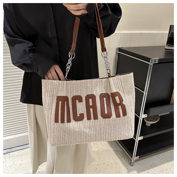 Large capacity fashion tote bag 2025 new style this year's popular woven single-shoulder bag underarm letter handbag wholesale undefined