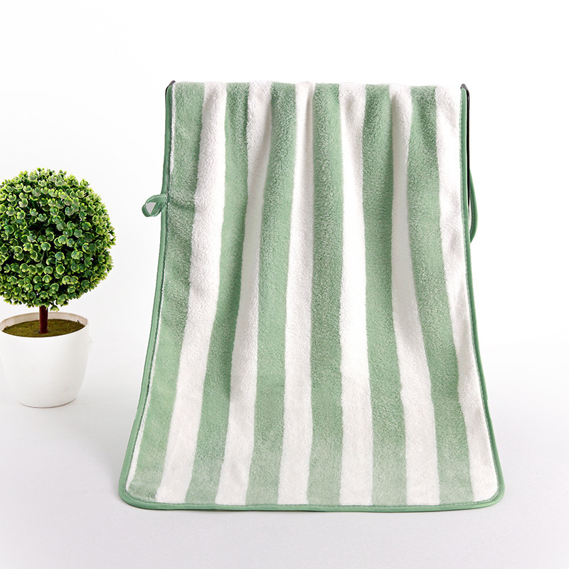 Toallas de secado rápido toallas de coral toallas de lana para lavar la cara banda ancha toallas caseras rayas catiónicas espesar toallas de baño absorbentes