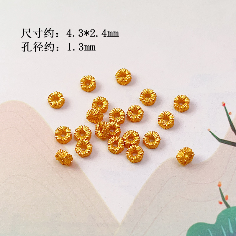 S925 Silver Gold-Plated Brushed Spacer Beads Barrel Beads Round Beads Bamboo Accessories Bracelet Necklace Charms DIY Semi-Finished Accessories New