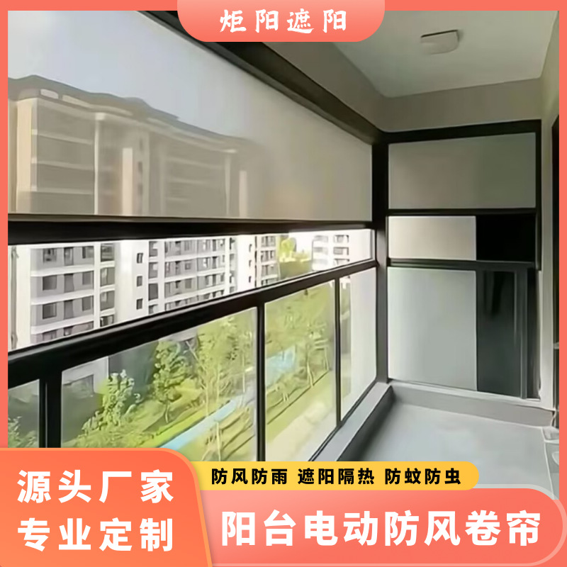 户外防风窗帘电动防风卷帘铝合金防蚊虫设计酒店办公室遮阳遮光