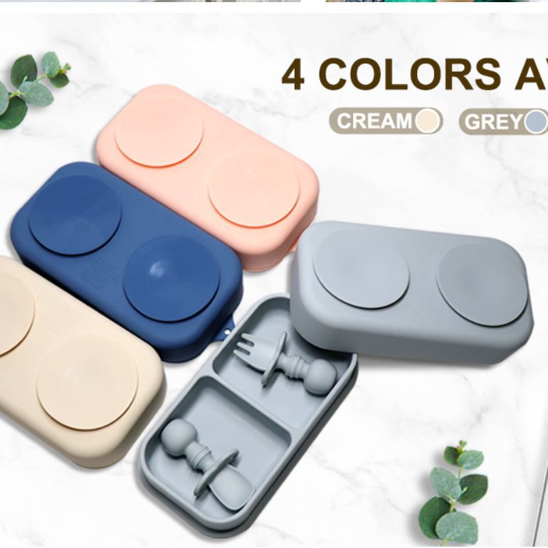 Children's Outdoor Travel Lunch Box Super Adsorption Large Capacity Baby Food Supplementary Suction Bowl sliconePlate Silicone
