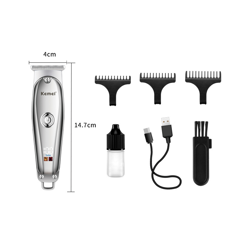 Kemei cortapelos KM-637 transfronterizo caliente USB cabeza de aceite Clipper LED LCD pantalla digital profesional peluquería eléctrica Clipper